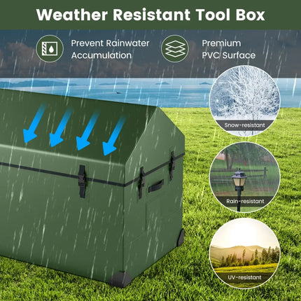 Waterproof Outdoor Storage Box with Ventilated Window Adjustable Snap-Green - Green - Sheds & Outdoor Storage