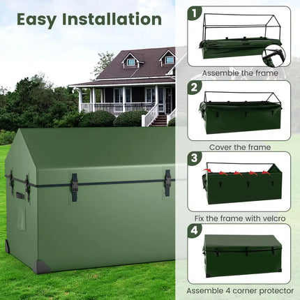 Waterproof Outdoor Storage Box with Ventilated Window Adjustable Snap-Green - Green - Sheds & Outdoor Storage