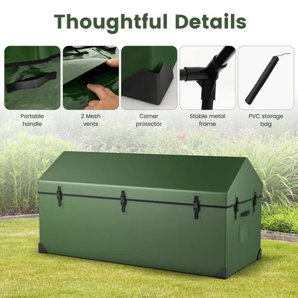 Waterproof Outdoor Storage Box with Ventilated Window Adjustable Snap-Green - Green - Sheds & Outdoor Storage