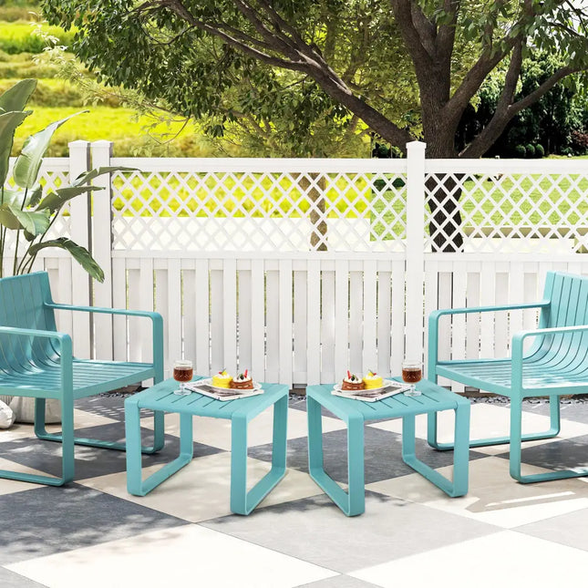 Weather Resistant Adirondack Outdoor Side Table Set of 2-Blue - Blue - Patio Coffee Tables