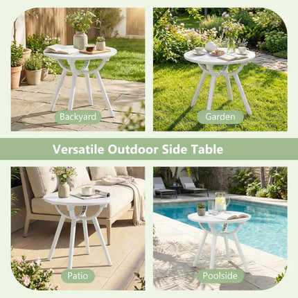 Weather-Resistant Circular Small End Table for Poolside and Balcony-1 Piece - White - Patio Coffee Tables