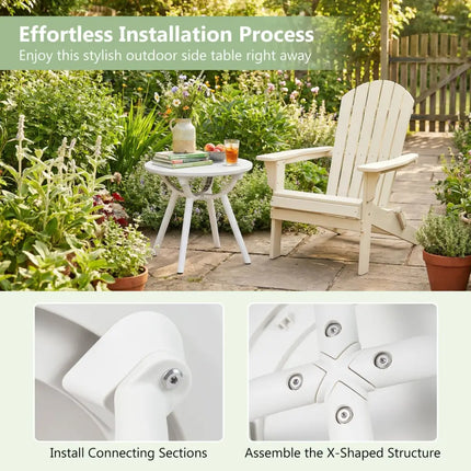 Weather-Resistant Circular Small End Table for Poolside and Balcony-1 Piece - White - Patio Coffee Tables