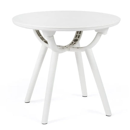 Weather-Resistant Circular Small End Table for Poolside and Balcony-1 Piece - White - Patio Coffee Tables