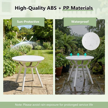 Weather-Resistant Circular Small End Table for Poolside and Balcony-1 Piece - White - Patio Coffee Tables