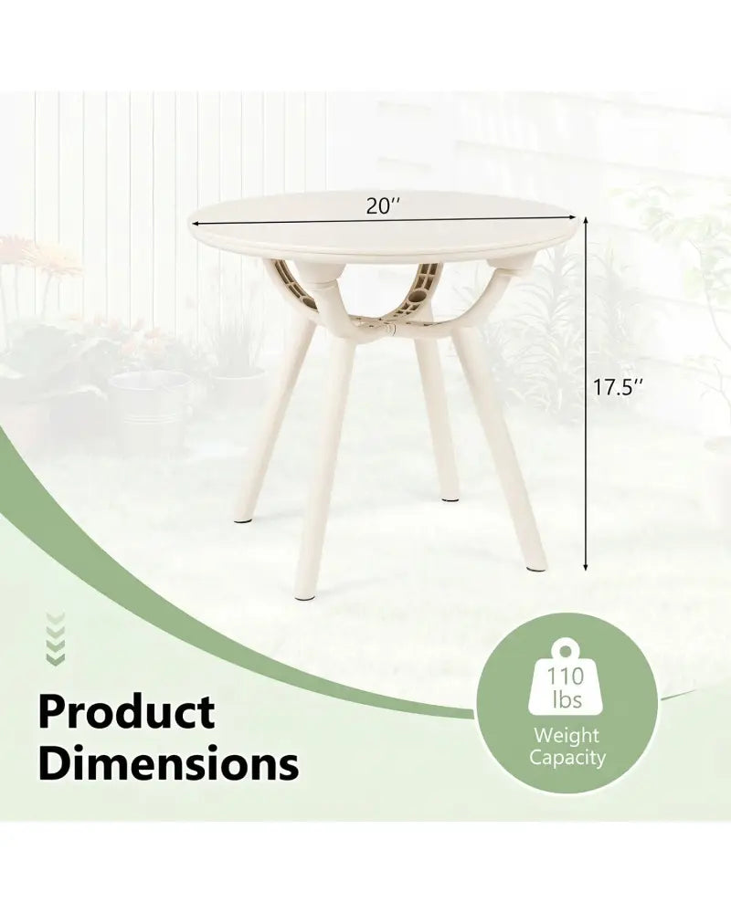 Weather-Resistant Circular Small End Table for Poolside and Balcony-1 Piece - White - Patio Coffee Tables