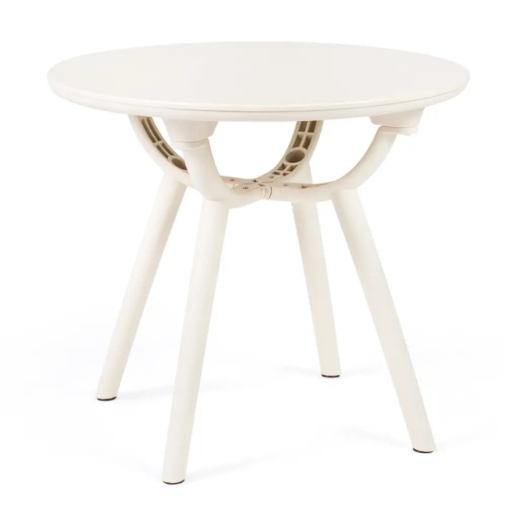 Weather-Resistant Circular Small End Table for Poolside and Balcony-1 Piece - White - Patio Coffee Tables