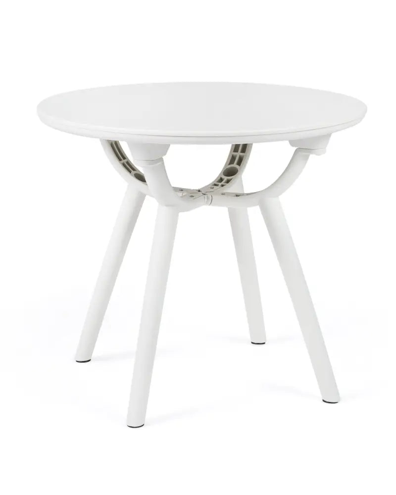 Weather-Resistant Circular Small End Table for Poolside and Balcony-1 Piece - White - Patio Coffee Tables