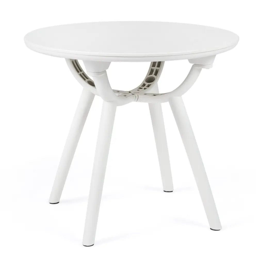 Weather-Resistant Circular Small End Table for Poolside and Balcony-1 Piece - White - Patio Coffee Tables