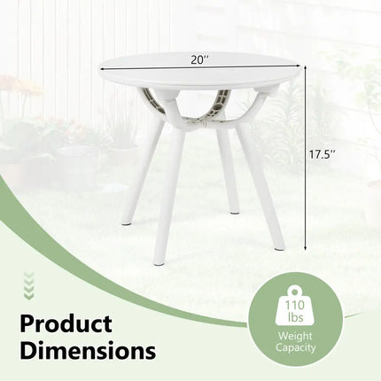 Weather-Resistant Circular Small End Table for Poolside and Balcony-1 Piece - White - Patio Coffee Tables