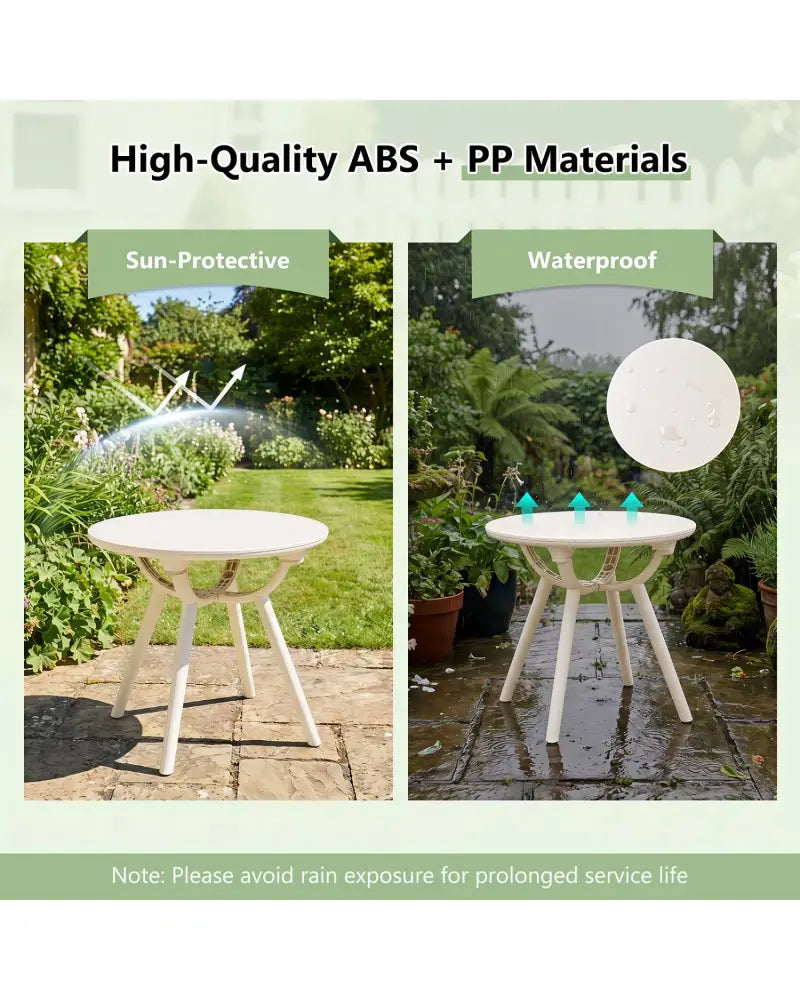 Weather-Resistant Circular Small End Table for Poolside and Balcony-1 Piece - White - Patio Coffee Tables