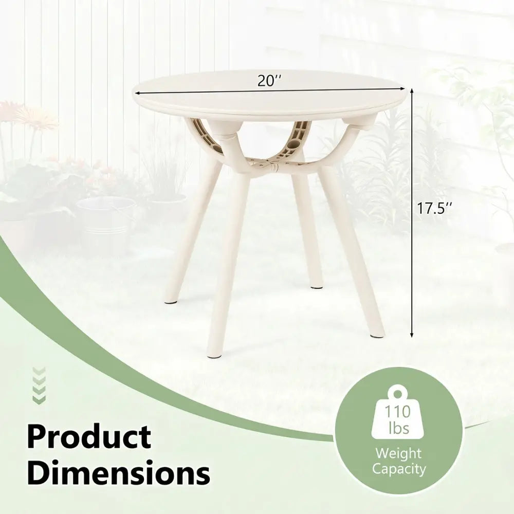 Weather-Resistant Circular Small End Table for Poolside and Balcony-1 Piece - White - Patio Coffee Tables