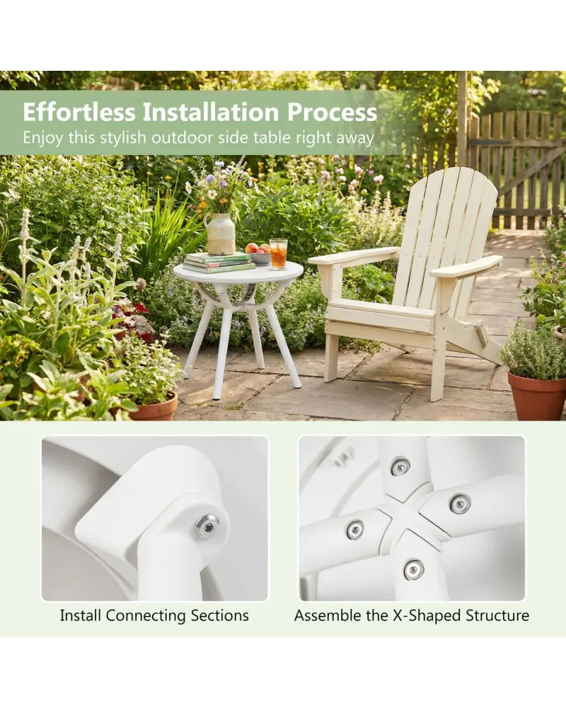 Weather-Resistant Circular Small End Table for Poolside and Balcony-1 Piece - White - Patio Coffee Tables