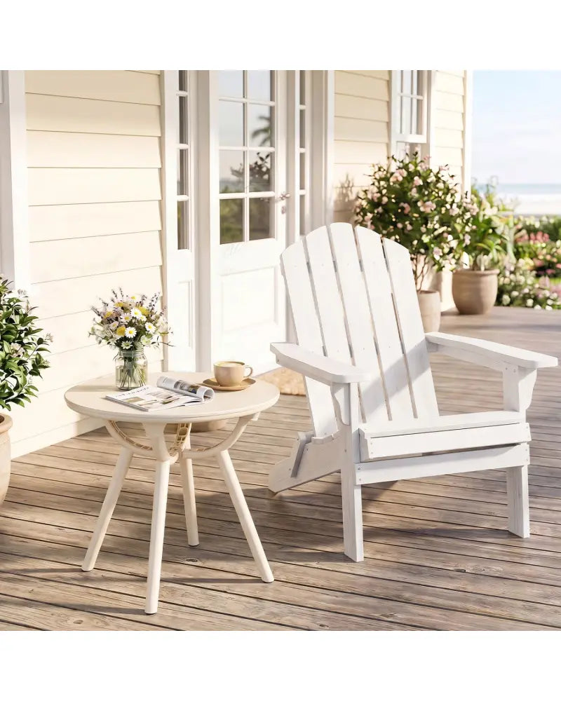 Weather-Resistant Circular Small End Table for Poolside and Balcony-1 Piece - White - Patio Coffee Tables