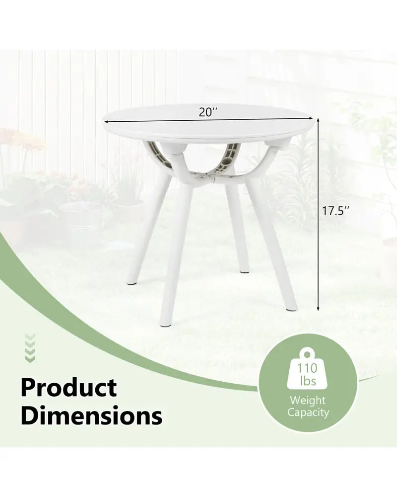 Weather-Resistant Circular Small End Table for Poolside and Balcony-1 Piece - White - Patio Coffee Tables