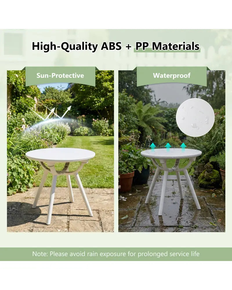 Weather-Resistant Circular Small End Table for Poolside and Balcony-1 Piece - White - Patio Coffee Tables