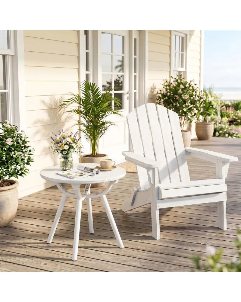 Weather-Resistant Circular Small End Table for Poolside and Balcony-1 Piece - White - Patio Coffee Tables