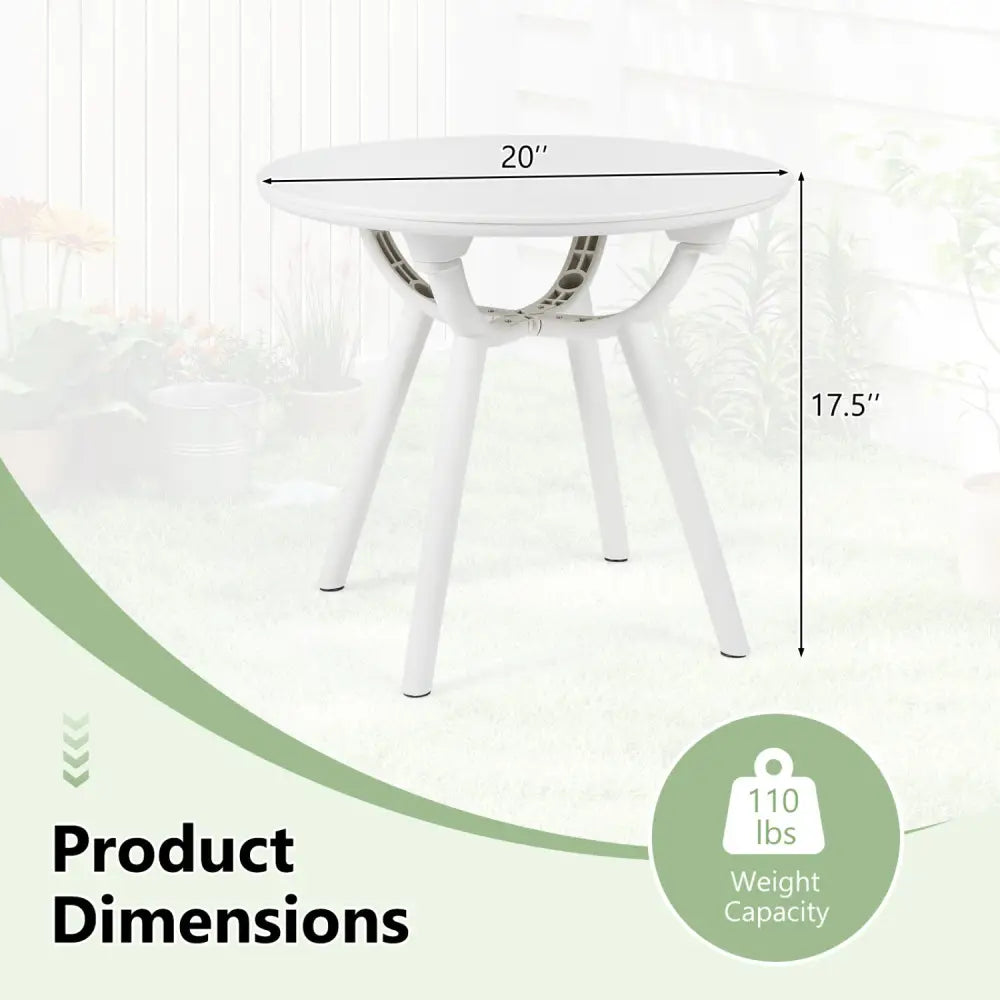 Weather-Resistant Circular Small End Table for Poolside and Balcony-set of 2 - White - Patio Coffee Tables