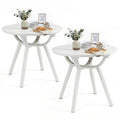 Weather-Resistant Circular Small End Table for Poolside and Balcony-set of 2 - White - Patio Coffee Tables