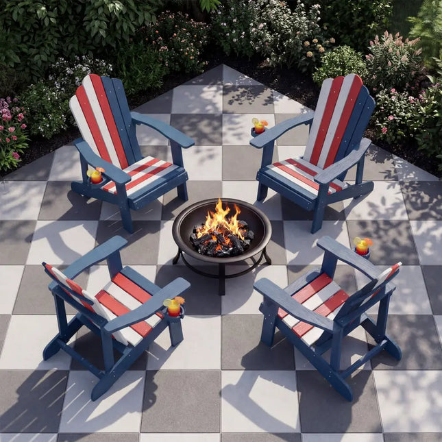 Weather Resistant HIPS Outdoor Adirondack Chair with Cup Holder-Colorful - Multicolor - Adirondack Chairs