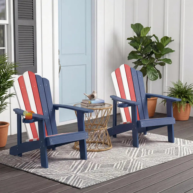 Weather Resistant HIPS Outdoor Adirondack Chair with Cup Holder-Colorful - Multicolor - Adirondack Chairs