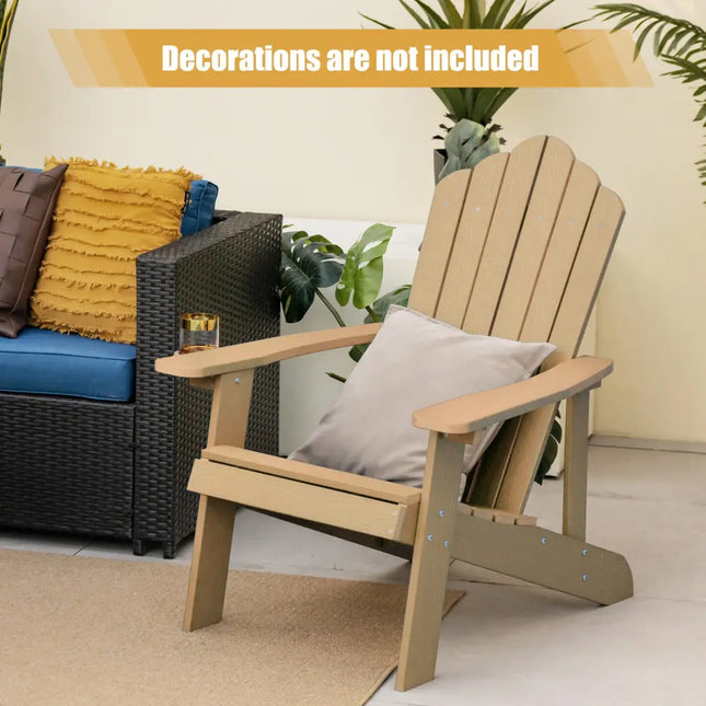 Weather Resistant HIPS Outdoor Adirondack Chair with Cup Holder-Coffee - Coffee - Adirondack Chairs