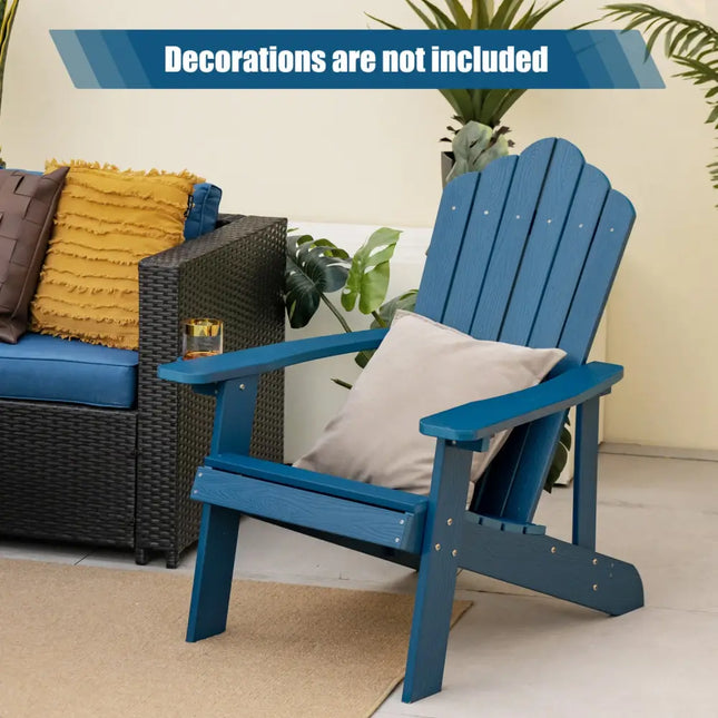Weather Resistant HIPS Outdoor Adirondack Chair with Cup Holder-Navy - Navy - Adirondack Chairs