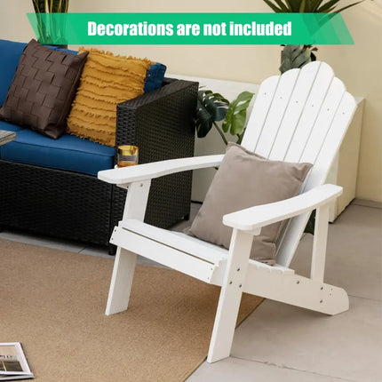 Weather Resistant HIPS Outdoor Adirondack Chair with Cup Holder-White - White - Adirondack Chairs