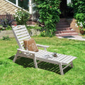 Weatherproof Patio Lounge Chair with Adjustable Back and Cup Holder-White - White - Outdoor Chaise Lounges