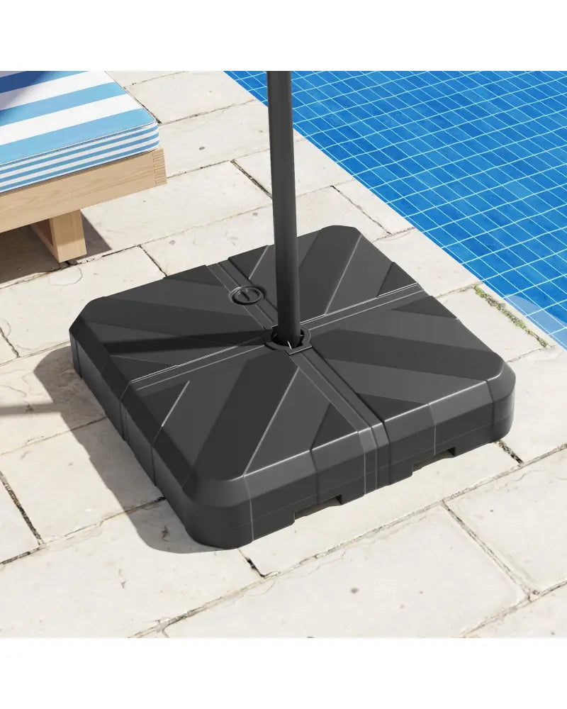 Weighted Offset Umbrella Base with Cross Bracket and Cut-out Handles - Black - Outdoor Umbrella Bases