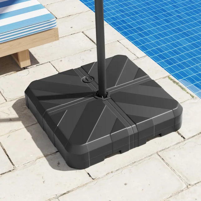 Weighted Offset Umbrella Base with Cross Bracket and Cut-out Handles - Black - Outdoor Umbrella Bases