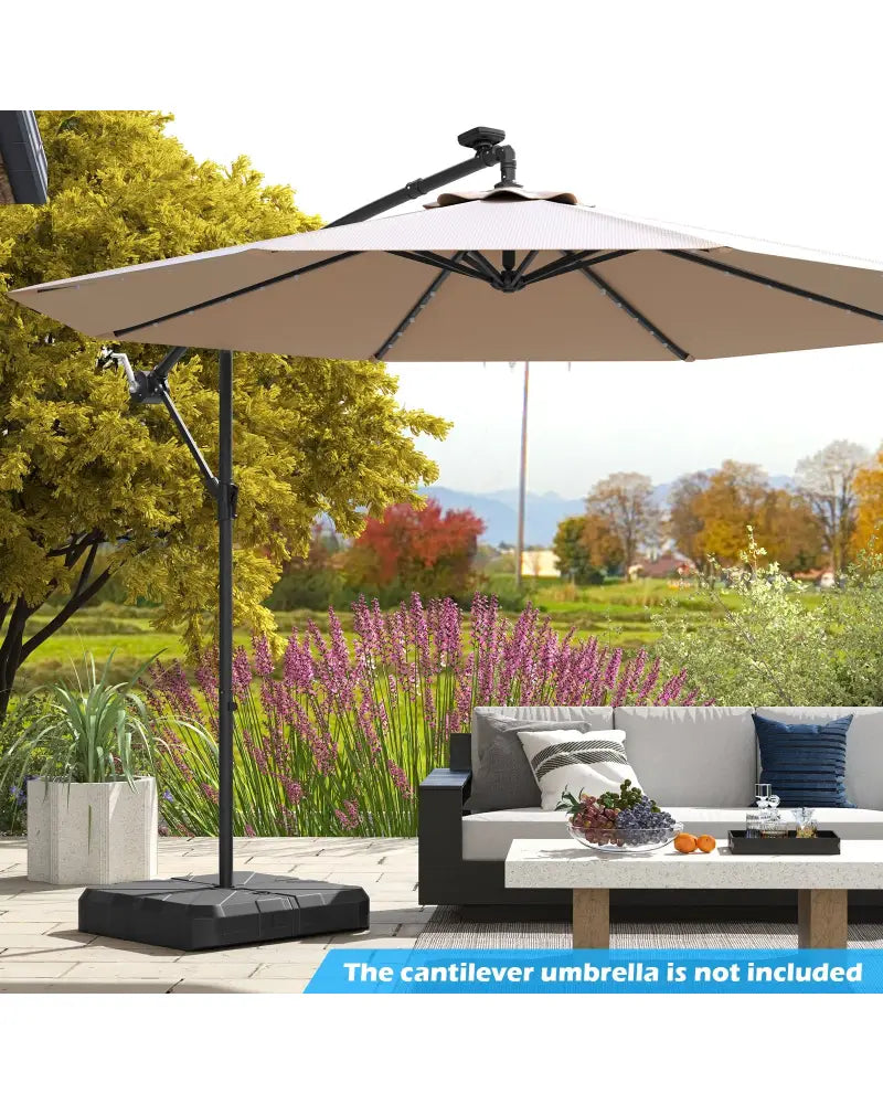 Weighted Offset Umbrella Base with Cross Bracket and Cut-out Handles - Black - Outdoor Umbrella Bases