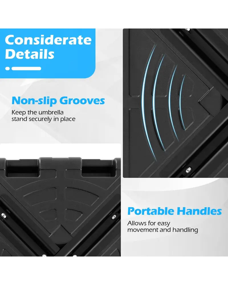 Weighted Offset Umbrella Base with Cross Bracket and Cut-out Handles - Black - Outdoor Umbrella Bases