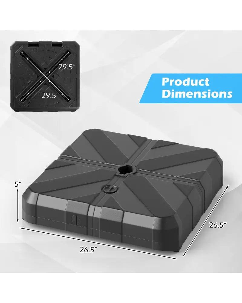 Weighted Offset Umbrella Base with Cross Bracket and Cut-out Handles - Black - Outdoor Umbrella Bases