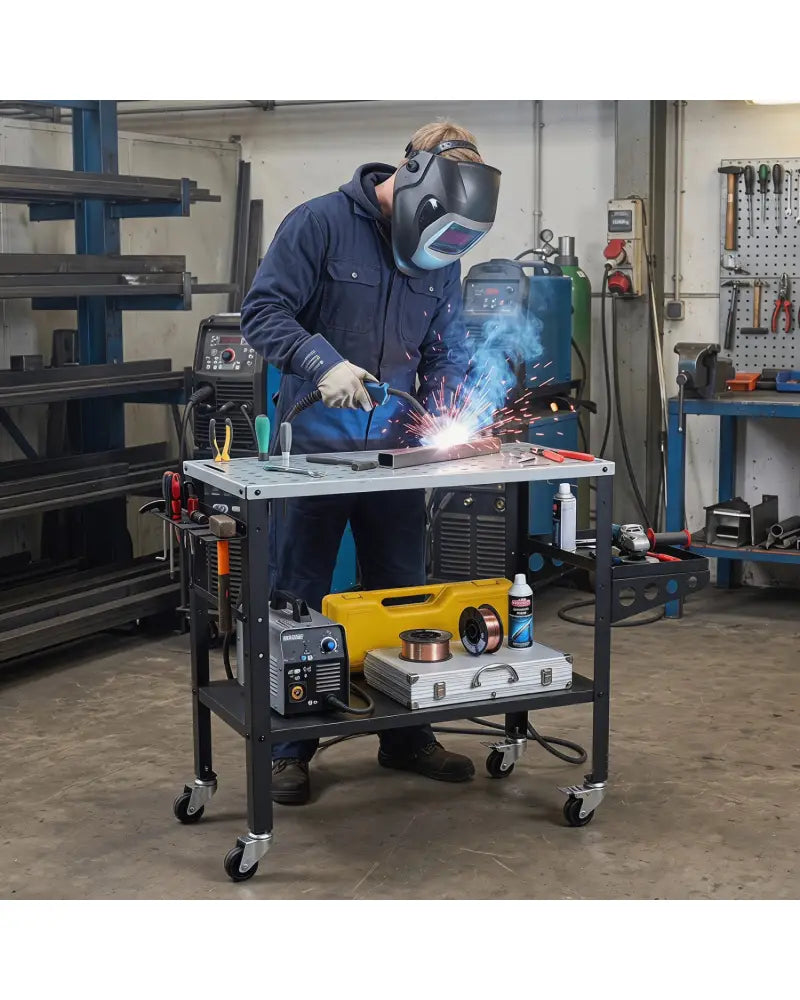 Welding Table 36x18’’ with Lockable Wheels and 144 Fixture Holes and Tool Slots - Garages