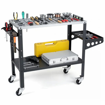 Welding Table 36x18’’ with Lockable Wheels and 144 Fixture Holes and Tool Slots - Garages
