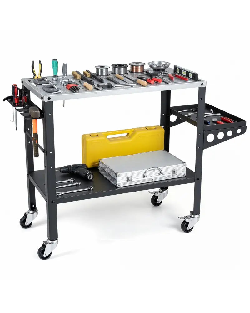 Welding Table 36x18’’ with Lockable Wheels and 144 Fixture Holes and Tool Slots - Garages
