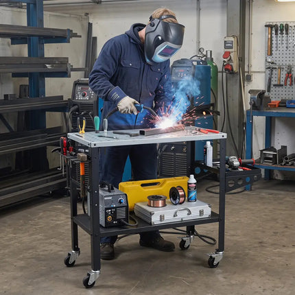 Welding Table 36x18’’ with Lockable Wheels and 144 Fixture Holes and Tool Slots - Garages