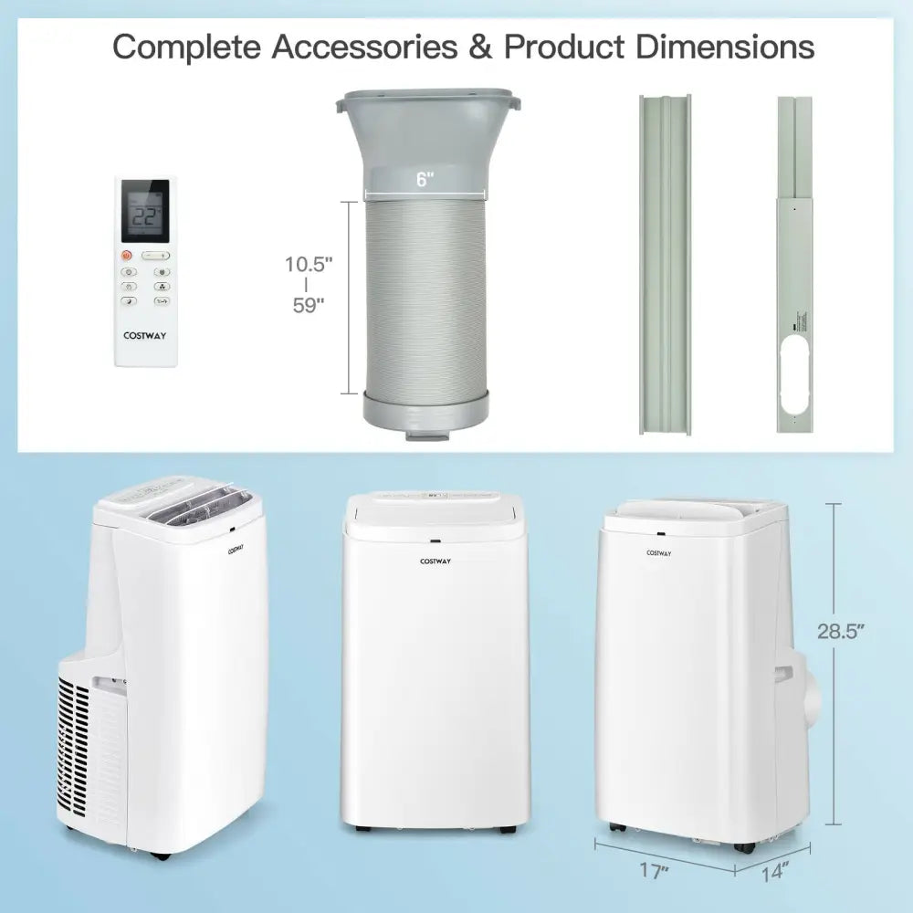 White 9000BTU 3-in-1 Portable Air Conditioner with Remote - White - Portable Air Conditioners