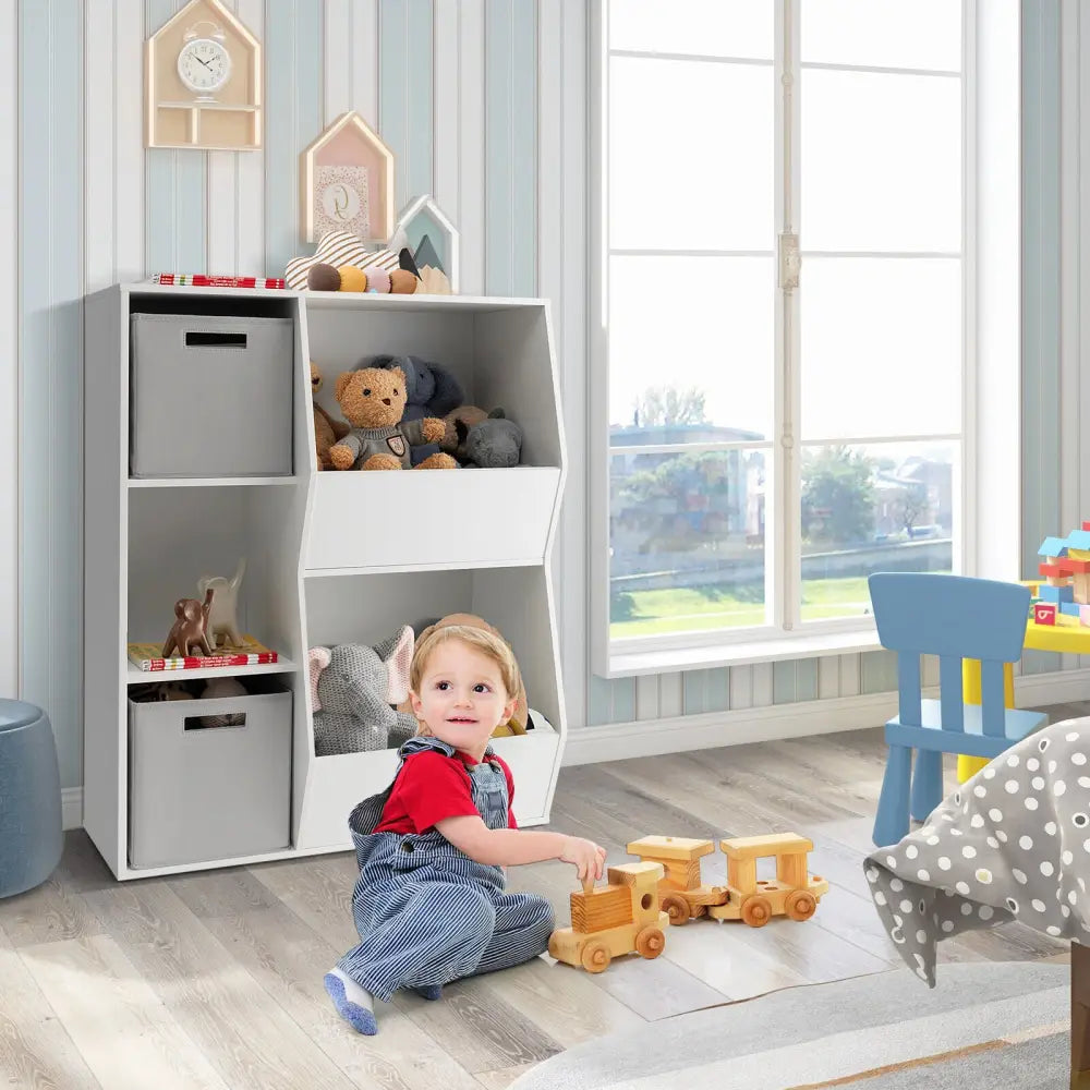 White Kids Toy Storage Cabinet Shelf Organizer - White - Kids Storage