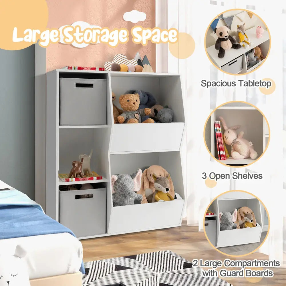 White Kids Toy Storage Cabinet Shelf Organizer - White - Kids Storage