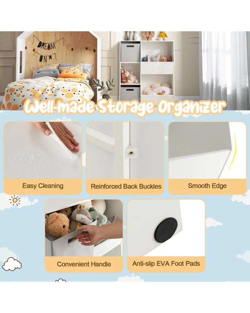 White Kids Toy Storage Cabinet Shelf Organizer - White - Kids Storage