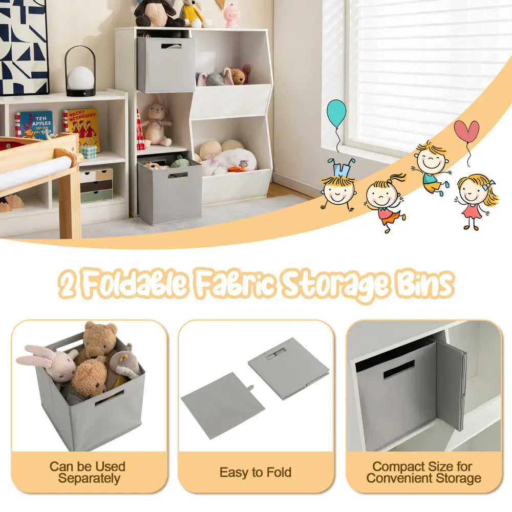 White Kids Toy Storage Cabinet Shelf Organizer - White - Kids Storage
