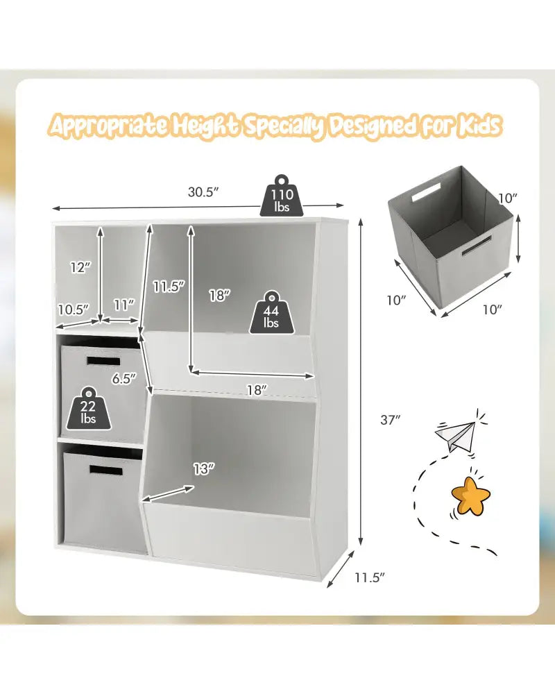 White Kids Toy Storage Cabinet Shelf Organizer - White - Kids Storage