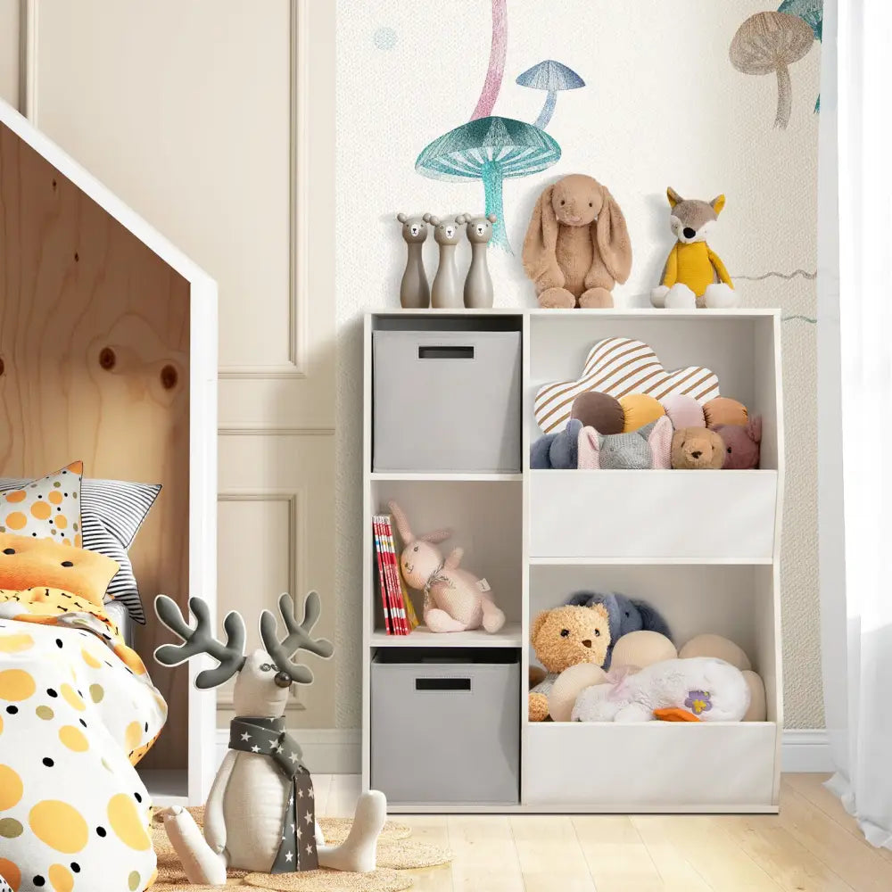 White Kids Toy Storage Cabinet Shelf Organizer - White - Kids Storage