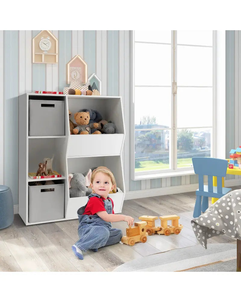 White Kids Toy Storage Cabinet Shelf Organizer - White - Kids Storage