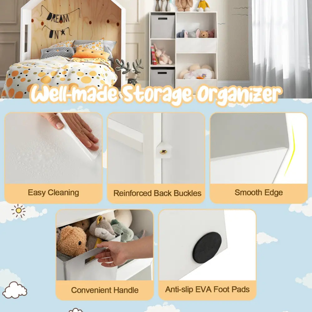 White Kids Toy Storage Cabinet Shelf Organizer - White - Kids Storage