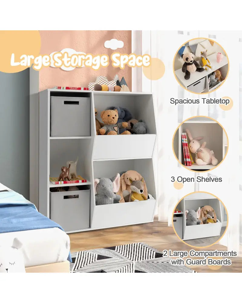White Kids Toy Storage Cabinet Shelf Organizer - White - Kids Storage