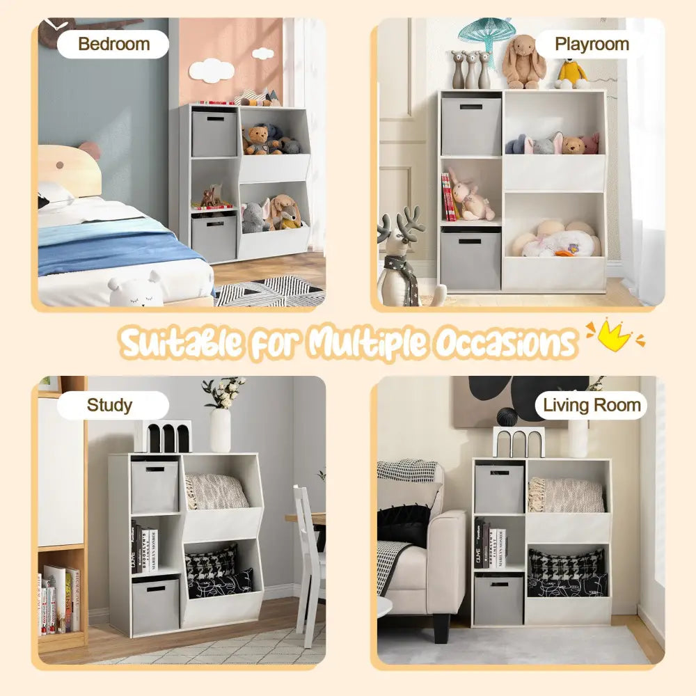 White Kids Toy Storage Cabinet Shelf Organizer - White - Kids Storage