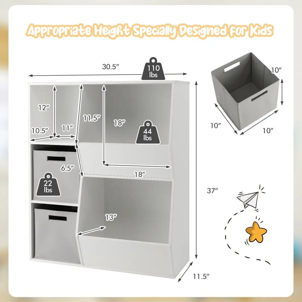 White Kids Toy Storage Cabinet Shelf Organizer - White - Kids Storage