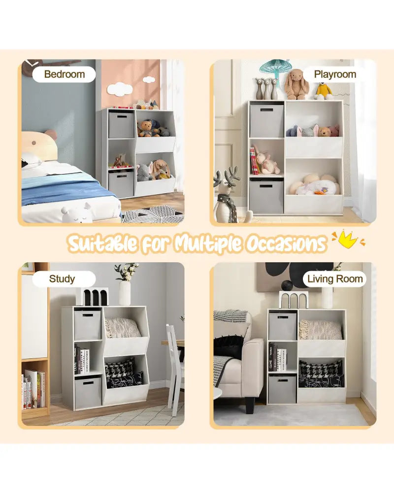 White Kids Toy Storage Cabinet Shelf Organizer - White - Kids Storage